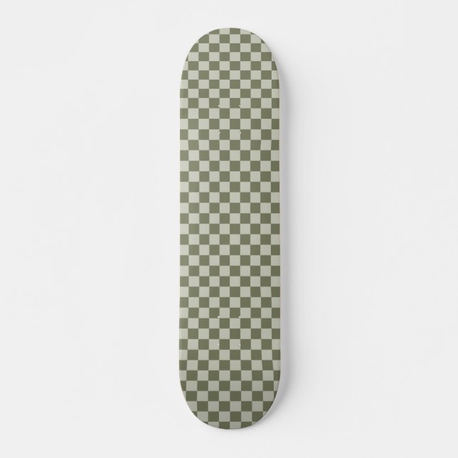 Sage Grönt Checkerboard Mini Skateboard Bräda 18,5 Cm (Framsida)