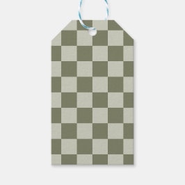 Sage Grönt Checkerboard Presentetikett