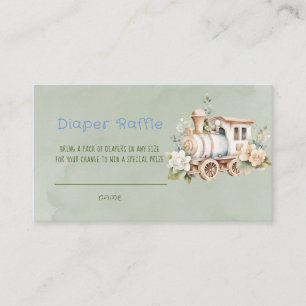 Sage Grönt Choo Choo Tåg Diaper Raffle Visitkort