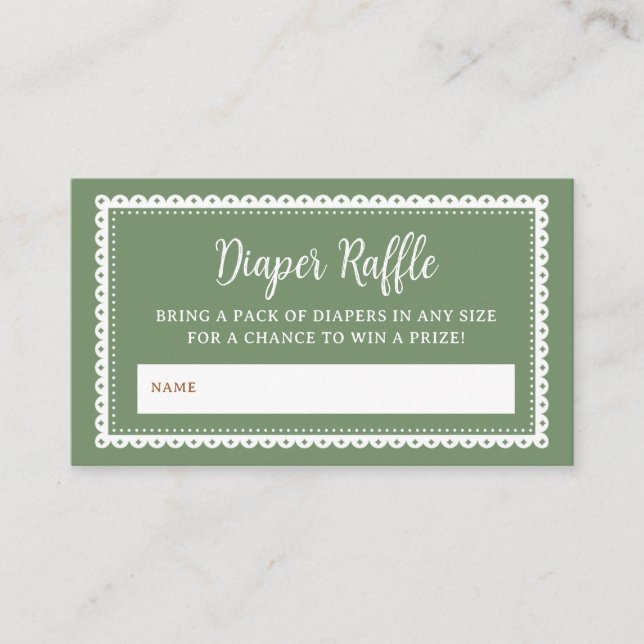 Sage Grönt Cielito Lindo Baby Shower Diaper Raffle Tilläggskort (Framsida)
