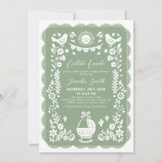 Sage Grönt Cielito Lindo Baby Shower-inbjudan Inbjudningar