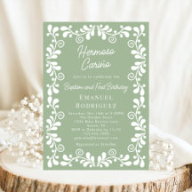 Sage Grönt Cielito Lindo Dop & Första Födelsedag