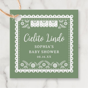Sage Grönt Cielito Lindo Talavera Baby Shower Gåvor Etiketter