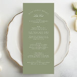 Sage Grönt Classic Calligraphy Formal Bröllop Meny<br><div class="desc">Den här designen är en del av en samling. Kontakta mig om du behöver hjälp med att hitta matchande design eller produkter. Den finns även i färg som alternativ</div>