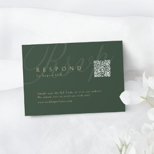 Sage Grönt Classic Elegance QR-kod Bröllop OSA Kort
