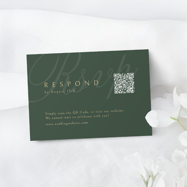 Sage Grönt Classic Elegance QR-kod Bröllop OSA Kort (Sage Green Classic Elegance QR code Wedding RSVP Card)
