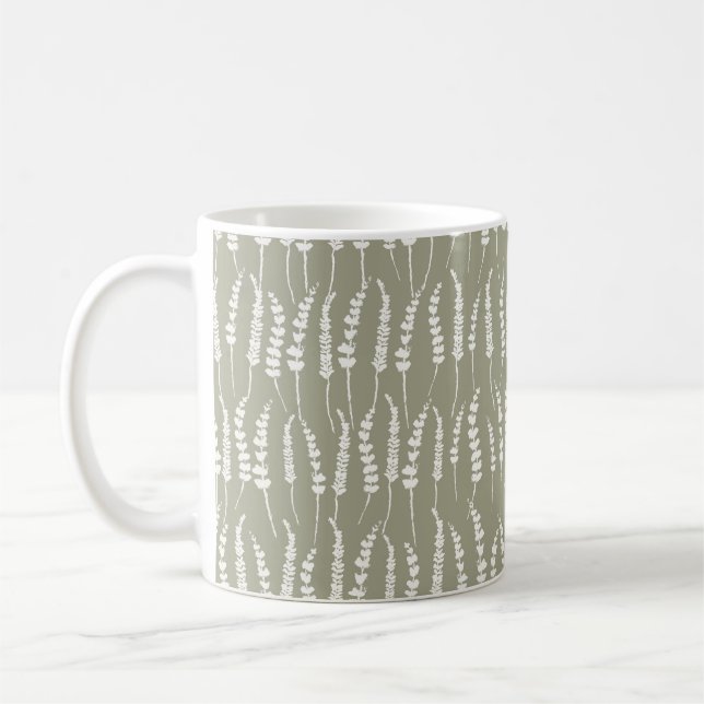 Sage Grönt Coffee Mugg med botaniska Ferns (Vänster)