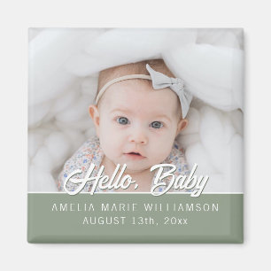 Sage Grönt Contemporary Hej Baby Magnet