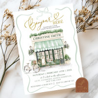 Sage Grönt Coquette Bow Parisian Cafe Baby Shower