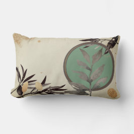 Sage Grönt & Cream Artistic Abstrakt Vattenfärg Lumbarkudde