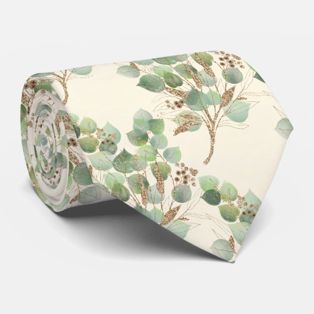 SAGE GRÖNT CREAM BOTANICAL EUCALYPTUS MANAR TIE SLIPS (Rullad)