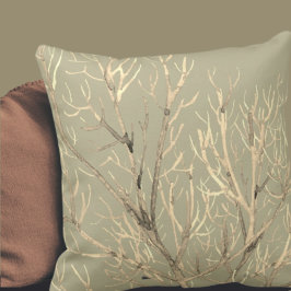 Sage Grönt Cream Watercolor Grenar Kudde