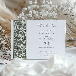 Sage Grönt Cream William Morris Spara datum Inbjudningar