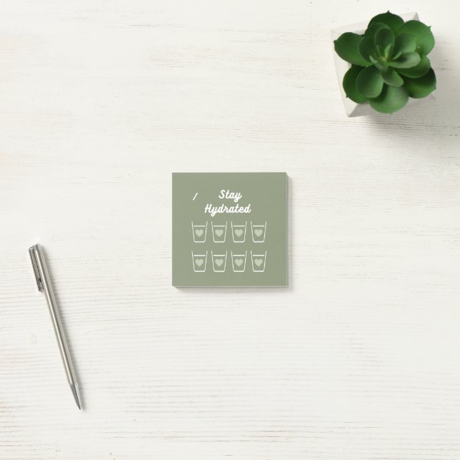 Sage grönt Cute Vatten Drinking Tracker Post-it Block (Kontor)