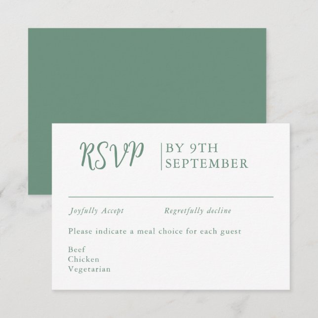 Sage Grönt Decorative Bröllop Calligraphy OSA Kort (Fram/baksida)