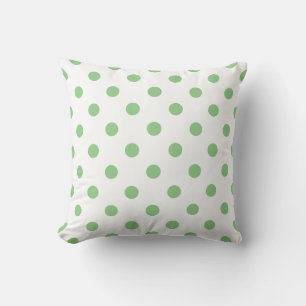 Sage Grönt Decorative Polka dots on White Kudde