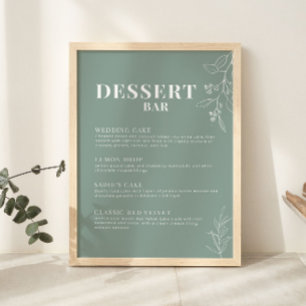 Sage Grönt Dessert Pub Bröllop-tecken Poster