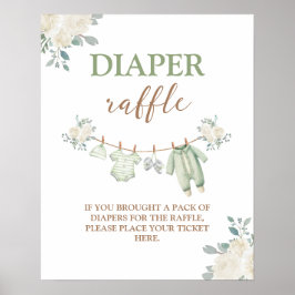 Sage Grönt Diaper Raffle-skylt Poster