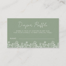 Sage Grönt Diaper Raffle Wildblomme Baby Shower Tilläggskort