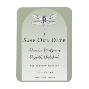 Sage Grönt Dragonfly Bröllop Magnet