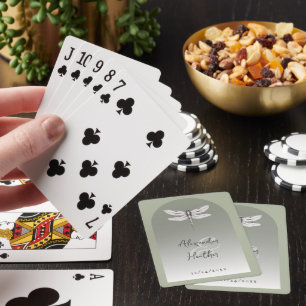 Sage Grönt Dragonfly Wedding Favor Casinokort