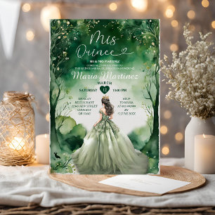 Sage Grönt Dress Emerald Forest Girl Mis Quince Inbjudningar