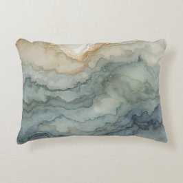 Sage Grönt Dusty Blue Beige Abstrakt Vinkarare Prydnadskudde