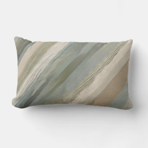 Sage Grönt Dusty Blue Beige Cream Abstrakt Rand Lumbarkudde
