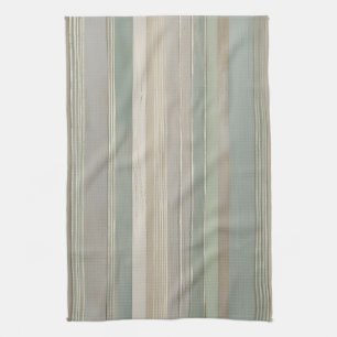 Sage Grönt Dusty Blue Taupe Grått Farmhouse Rand Kökshandduk