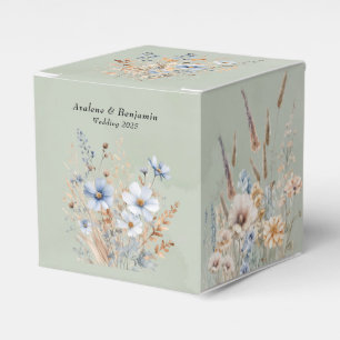 Sage Grönt Dusty Blue Wildblomma Bröllop Presentaskar