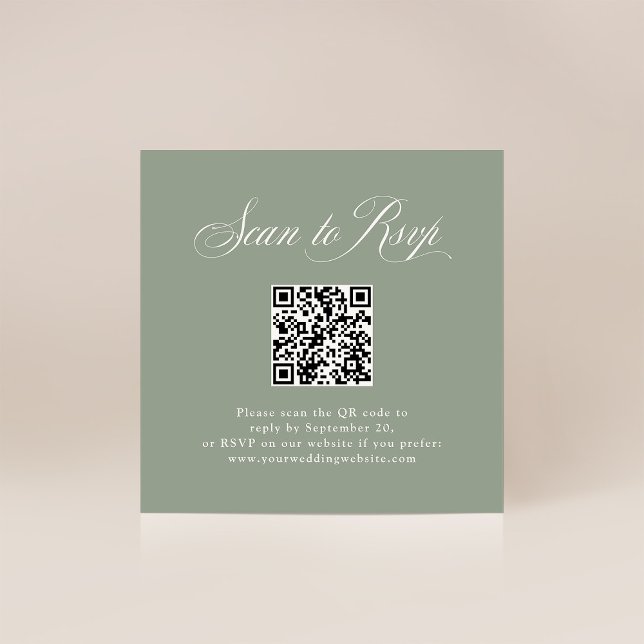 Sage Grönt Elegance | OSA med QR-kod Tilläggskort (Skapare uppladdad)