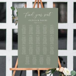 Sage Grönt Elegant 19 bord Sittplatsdiagram Poster