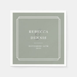Sage Grönt Elegant Art Deco Bröllop Pappersservett