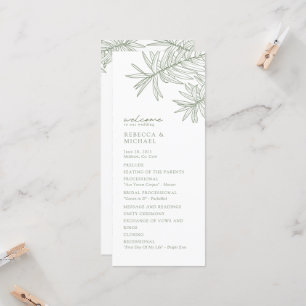 Sage Grönt Elegant Botaniskt Bröllopsprogram