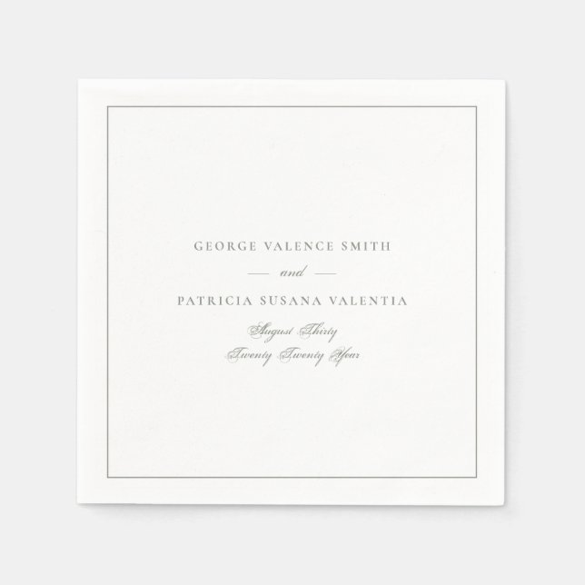 Sage Grönt Elegant Calligraphy Framework Bröllop Pappersservett (Framsidan)