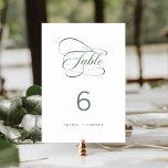 Sage Grönt Elegant Classy Calligraphy Bröllop Bordsnummer<br><div class="desc">Romantiskt och elegant snabbt kalligrafi av bröllop-bordsnumret. Om du vill ha en mer avancerad anpassning av den här designen klickar du på BLUE DESIGN VERKTYG ovan!</div>