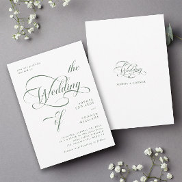 Sage Grönt Elegant Classy Calligraphy Bröllop Inbjudningar