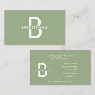 Sage Grönt Elegant Monogram Modern Professionell Visitkort