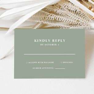 Sage Grönt Enkel Elegant Text Bröllop OSA Kort