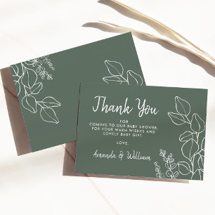 Sage Grönt Eucalyptus Baby Shower - tack för ditt  Kort