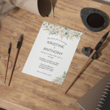 Sage Grönt Eucalyptus Blommigt bröllopsinbjudan