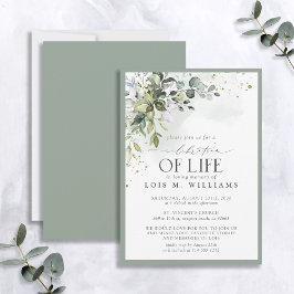 Sage Grönt Eucalyptus Blommigt Firande i Life Inbjudningar