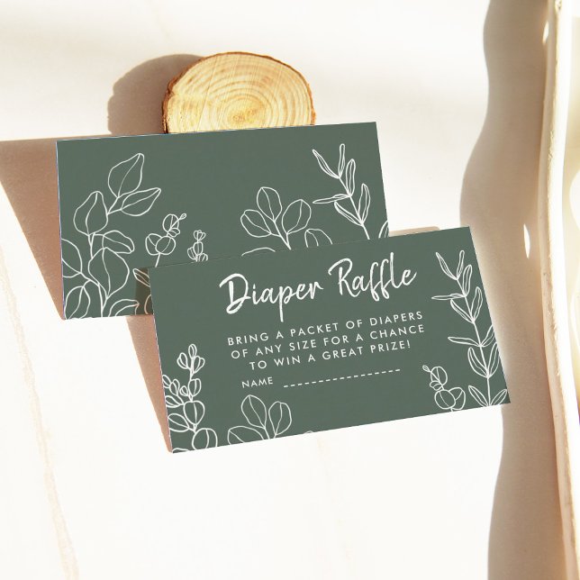 Sage Grönt Eucalyptus Diaper Raffle-hölje Card Tilläggskort (Skapare uppladdad)