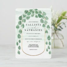 Sage Grönt Eucalyptus Garland Guld Oval Bröllop in