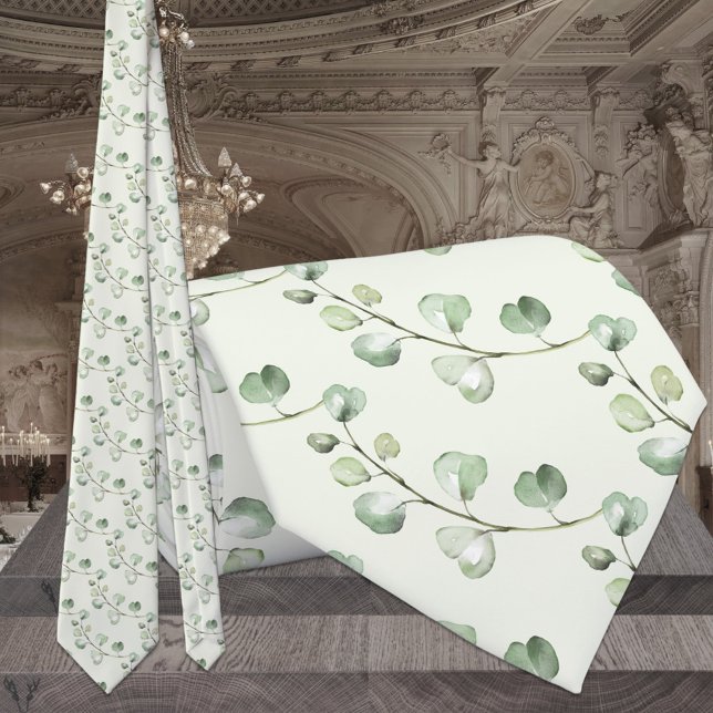 Sage Grönt Eucalyptus Greenery Elegant bröllop Slips (Skapare uppladdad)