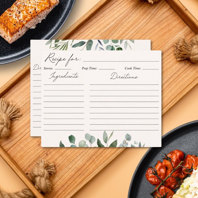 Sage Grönt Eucalyptus Greenery Löv Recipe Card (In situ)