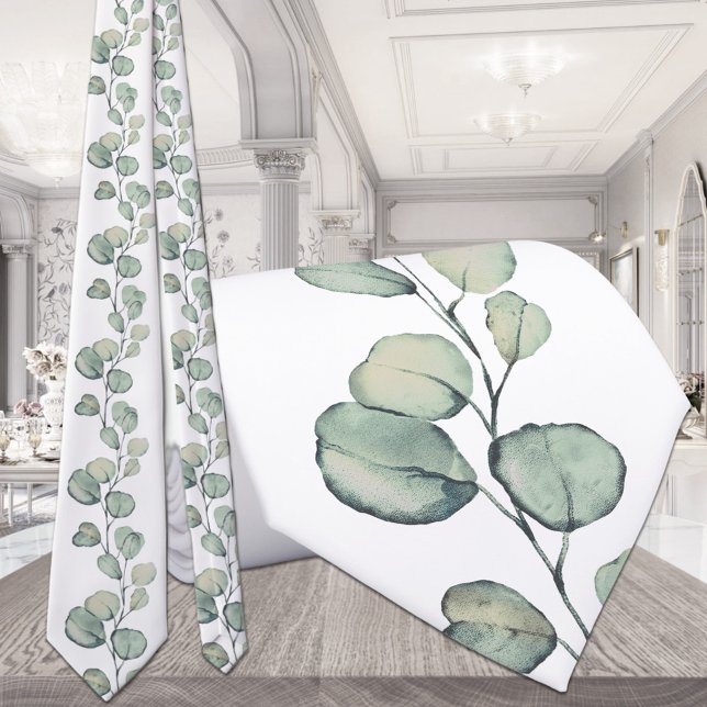 Sage Grönt Eucalyptus Greenery White Bröllop Slips (Skapare uppladdad)