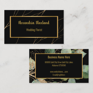 SAGE GRÖNT EUCALYPTUS GULD BLACK 2 AFFÄRSKORT VISITKORT