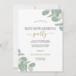 Sage Grönt Eucalyptus Houseuppvärmning Party Inbjudningar