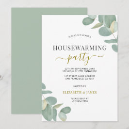 Sage Grönt Eucalyptus Houseuppvärmning Party Inbjudningar